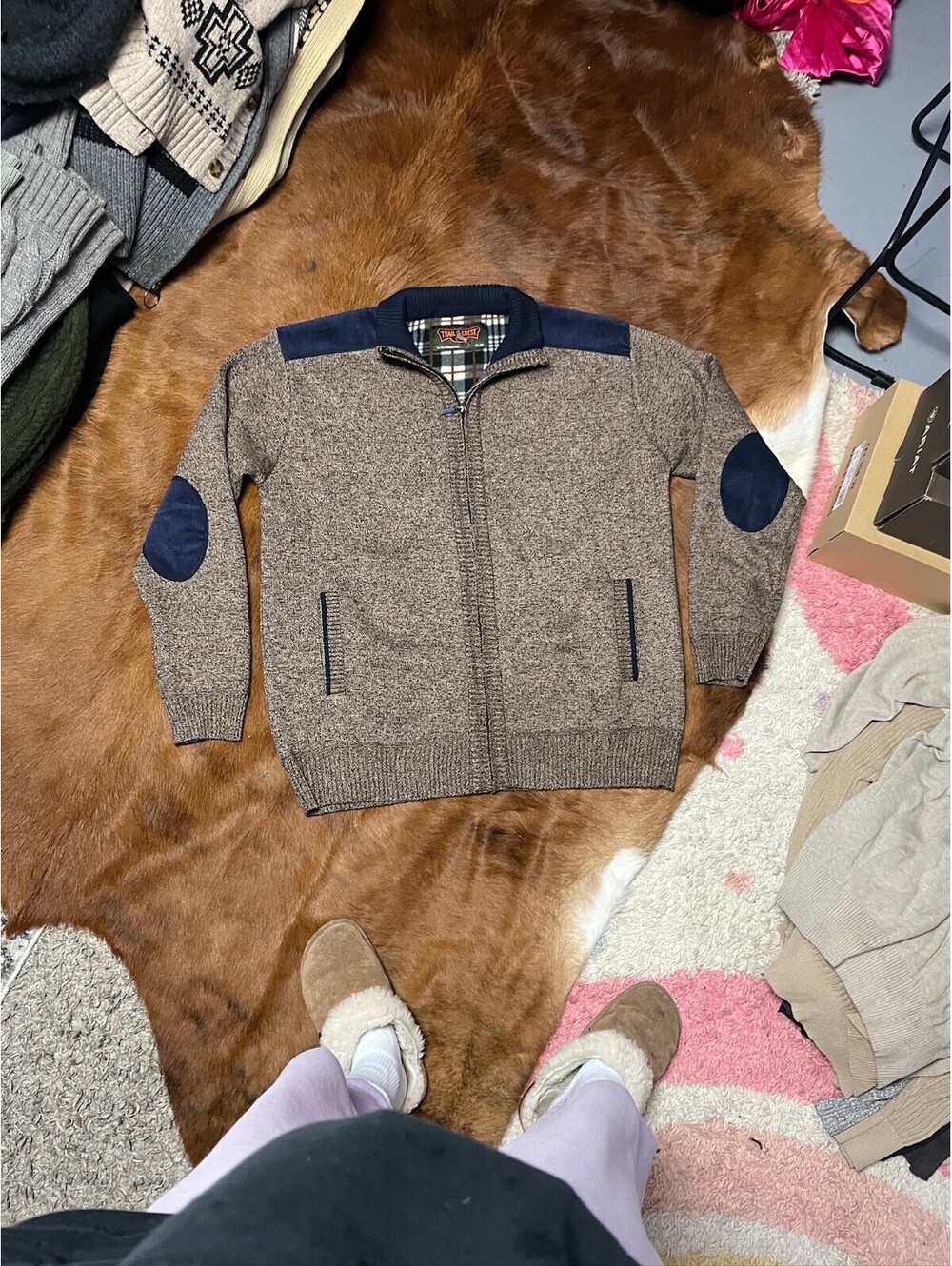 Trail Crest Gray Zip Front Sweater Jacket